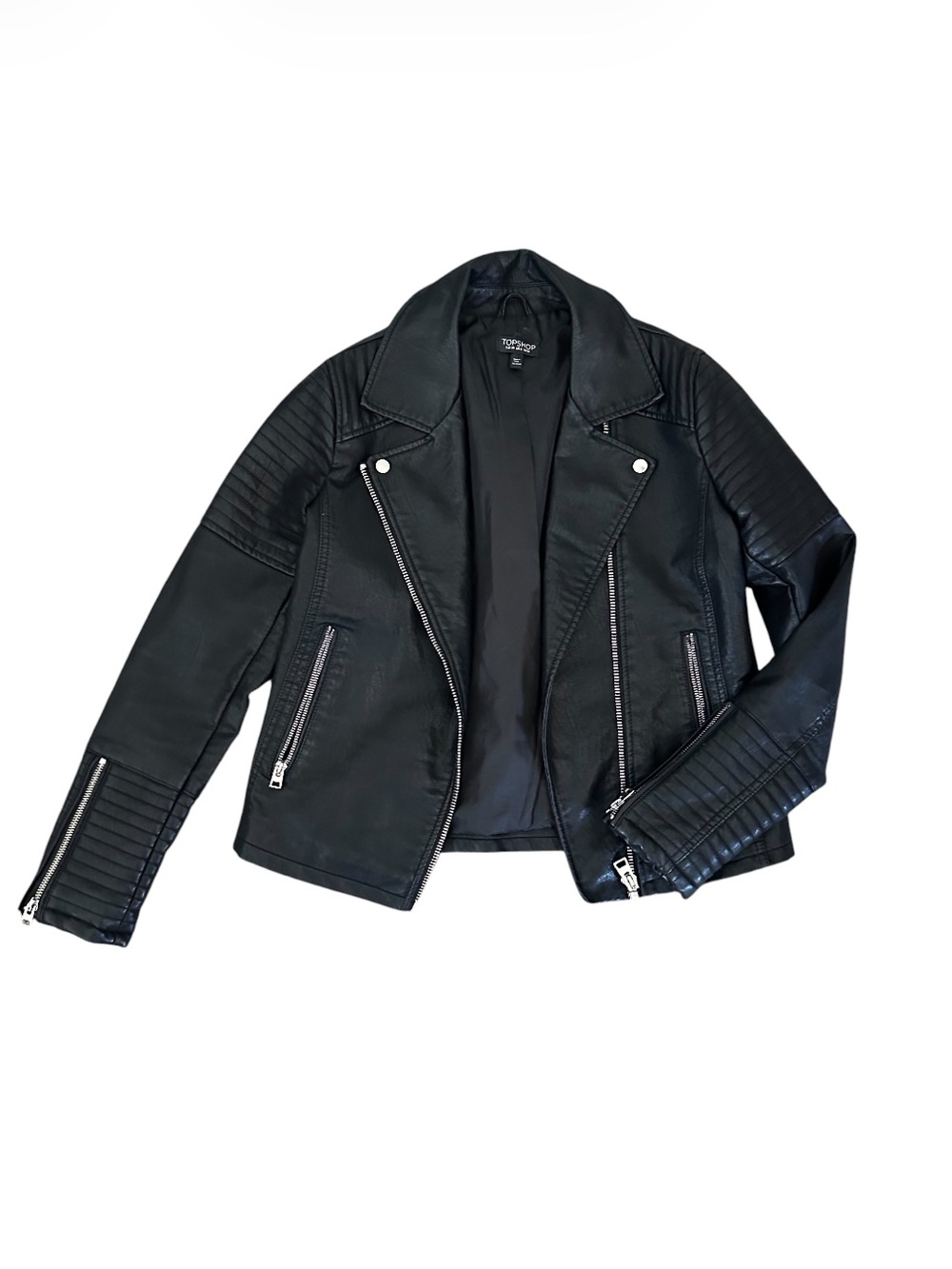 Topshop Black Vegan Leather Biker Jacket